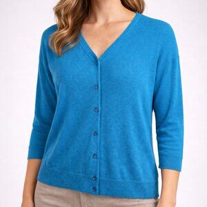 Cable & Gauge Teal Button Front Cardigan Sweater Medium